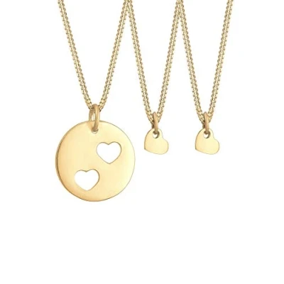 Abbildung von Elli TRIO HERZ Halskette goldcoloured, Damen, Größe: 45, Gold coloured