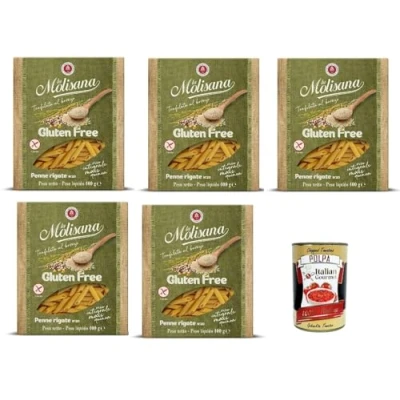 Abbildung von 20x La Molisana, Penne Rigate n. 20 Senza glutine, gluten frei Pasta mit voller Reis, Mais und Quinoa, free, 400 g + Italian Gourmet polpa 400g