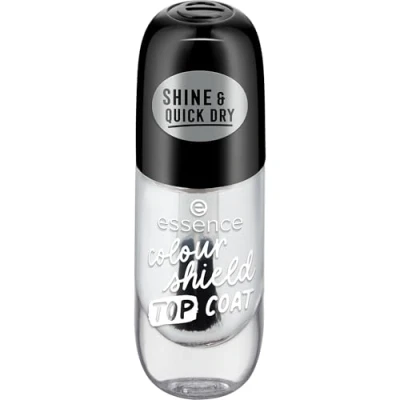 Abbildung von essence cosmetics colour shield TOP COAT, Unter und Überlack, transparent, schützend, langanhaltend, fixierend, gelig, glänzend, transluzent, ohne Aceton, vegan, Mikroplastik Partikel frei (8ml)