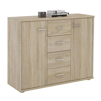 Abbildung von CARO Möbel Highboard JAMIE, Sideboard Sonoma Eiche Kommode Büromöbel High Mehrzweckschrank Akten