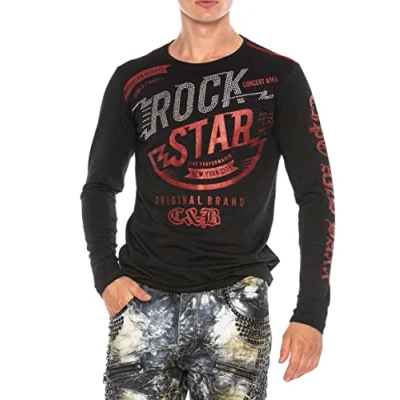 Abbildung von Cipo &amp; Baxx Langarmshirt, Herren, Größe: XL, Black