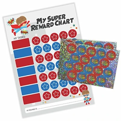 Abbildung von School Stickers A3 Superhelden Belohnungstafel mit glitzernden Aufklebern