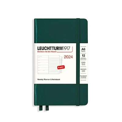 Abbildung von LEUCHTTURM1917 367728 Wochenkalender &amp; Notizbuch Pocket (A6) 2024, 12 Monate, Forest Green, Englisch