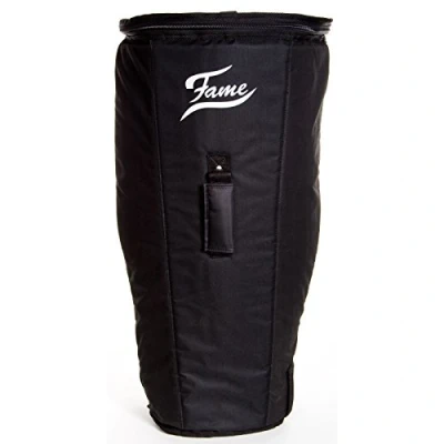 Abbildung von Fame Conga Bag, Large 30&quot;x16&quot; (76x41cm), Gepolsterte Percussion Tasche, Kunststoff, Rucksackgurte, Extra Starkem Reißverschluss, Wasserabweisend, Schwarz