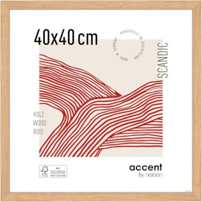Abbildung von accent by nielsen Bilderrahmen, 40 x cm, Holz, Eiche, Posterrahmen zum Aufhängen im Hoch &amp; Querformat, Echtglas, Scandic