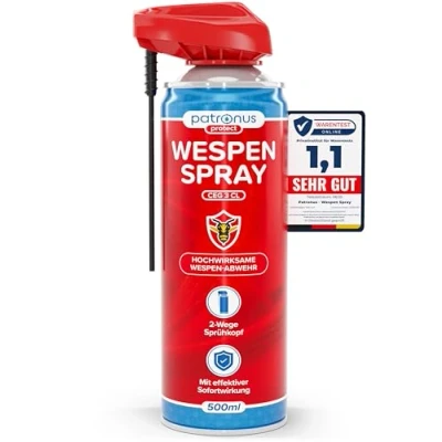 Abbildung von Patronus Wespen Spray CEG 3 CL 500ml Wespenspray mit langem Sprührohr &amp; Sofortwirkung Abwehr Mittel gegen Wespennester hochwirksamer Schutz schnell effektiv (PT19)