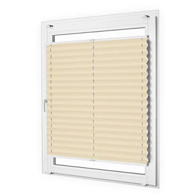 Abbildung von Sun World Plissee nach Maß, Klemmfix, ohne Bohren, deutsche Wertarbeit, 25 Farben (Farbe: Beige, Höhe: 111 120cm, Breite: 81 90cm)