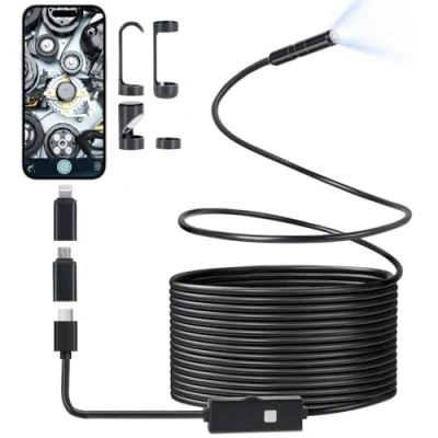 Abbildung von Romon Endoskopkamera mit Licht, 1080P HD Endoskop Kamera Handy Licht Wasserdichtes IP67 Kein WLAN Erforderlich Inspektionskamera Kanal 8 LED für Smartphone Tablet(5M)