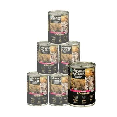 Abbildung von Dehner Wild Nature Katzenfutter Kitten Hügelland, Nassfutter getreidefrei / zuckerfrei, für junge Katzen, Huhn, 6 x 400 g Dose (2.4 kg)