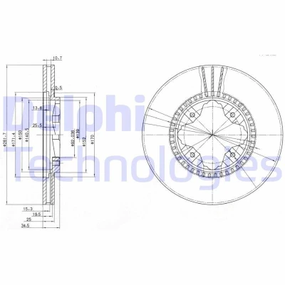 Abbildung von DELPHI BG3063 Bremsscheibe 282 25 4 Belüftet geölt unbehandelt ohne Radlager, ABS Sensorring HONDA: ACCORD 5 Coupe, 5, Aerodeck