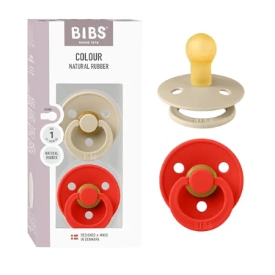 Abbildung von BIBS Colour Schnuller 2er Pack, BPA frei, Kirschform Nippel. Naturkautschuk/Latex, Hergestellt in Dänemark, Größe 1 (0 6 Monate), Vanilla/Candy Apple
