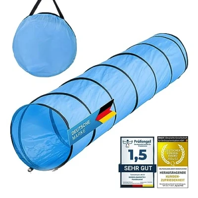 Abbildung von Hunde Agility Tunnel Hundetunnel Spieltunnel Agilitytunnel Hundehöhle inkl Heringe und Transporttasche 300 x 50 cm