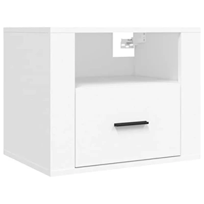 Abbildung von vidaXL Wand Nachttisch, Wandschrank für Schlafzimmer, Nachtschrank Wandmontage mit viel Stauraum, Nachtkommode Nachtkästchen Nachtkonsole, Weiß