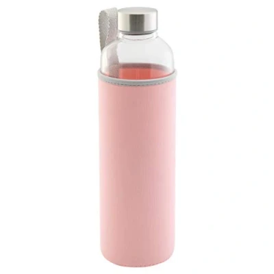 Abbildung von axentia Trinkflasche aus Glas, Wasserflasche mit Neoprenhülle in Rosa, ca. 1 l