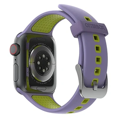 Abbildung von OtterBox All Day Uhrenarmband für Apple Watch Series 9/8/7/6/SE 2. gen/SE 1. gen/5/4/3 38mm/40mm/41mm, weiches, angenehmes und strapazierfähiges Silikonband Watch, Lila/Grün
