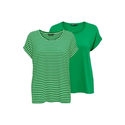 Abbildung von ONLY Moster 2 PACK Tshirt print Jolly green w cd stripes, Damen, Größe: Small, stripes