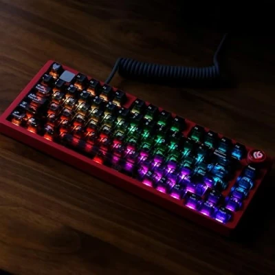 Abbildung von DucKey Transparentes PC Tastenkappen Set, Cherry Profil/Hintergrundbeleuchtung/RGB Keycaps für Mechanische Tastatur(Black)