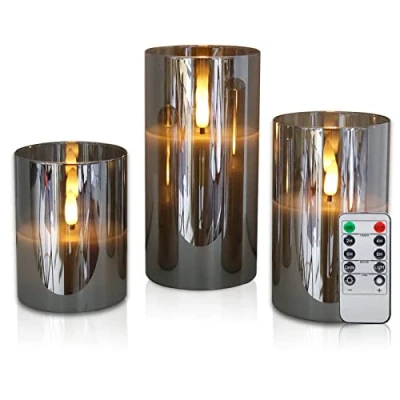 Abbildung von CCLIFE LED Kerze Kerzen mit Glas Fernbedienung Timer Funktion, Echtwachs,