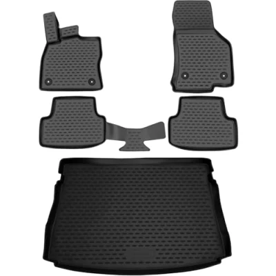 Abbildung von Element 3D Gummimatten &amp; Kofferraummatte Set passend für Mitsubishi Outlander PHEV (III) 2014 2019 100% passgenaue Auto Fußmatten, robuste Fußmatte Auto, Fussmatten Gummi