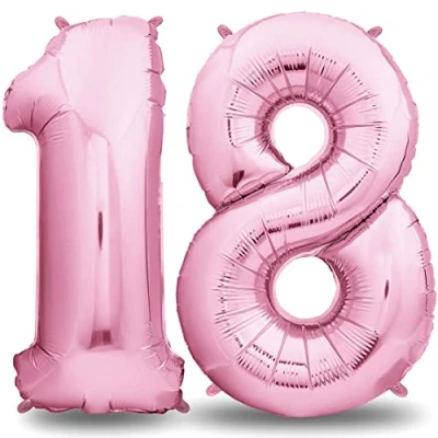 Abbildung von envami® Geburtstagsdeko Mädchen 18 Jahre XXL Geburtstag Deko Rosa 101CM Luftballon 18. Zahlen Folienballon Helium