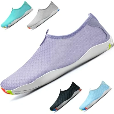 Abbildung von WateLves Badeschuhe Damen Herren Wasserschuhe Schwimmschuhe Strandschuhe Aquaschuhe Schnell Trocknend Surfschuhe Unisex Sommer(Lila 42)