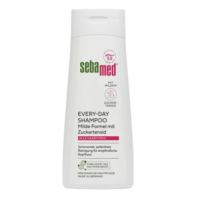 Abbildung von Sebamed Every Day Shampoo 200 ml, Haarshampoo für Damen und Herren, schonende, seifenfreie Reinigung empfindliche Kopfhaut, besonders mild durch Zuckertensidformel, alle Haartypen geeignet