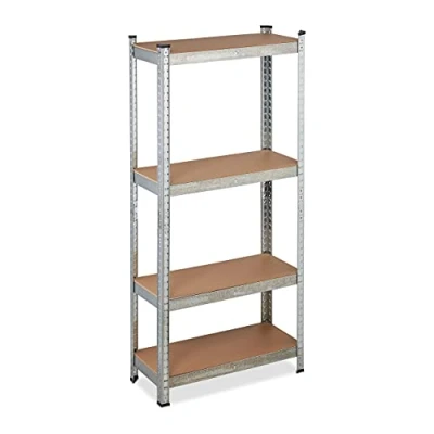 Abbildung von Relaxdays Schwerlastregal verzinkt, Traglast 700kg, 150x70x30 cm, 4 Böden, zum Stecken, Stahl, Lagerregal Keller, silber