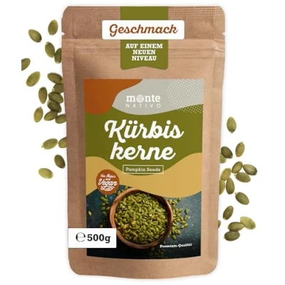 Abbildung von Kürbiskerne roh Monte Nativo (500g) Aromatische und leckere rohe ideal zum Kochen von Suppen Saucen als gesunder Snack Pumpkin Seeds