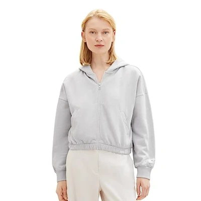 Abbildung von TOM Tailor Denim Sweatjacke, Damen, Größe: Large, Basic light grey melange