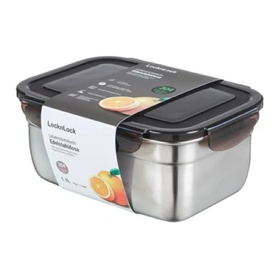 Abbildung von LocknLock Edelstahl Vorratsdose mit Deckel, 1,1 L, 188 x 135 75 mm , BPA Frei, Spülmaschinengeeignet, Gefriertruhengeeignet bis 20C, Aufbewahrungsbox Deckel