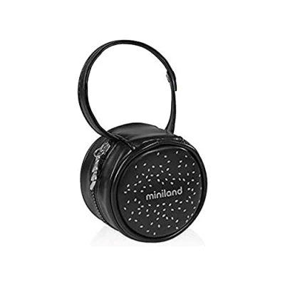 Abbildung von Miniland 89324 Pacipocket Deluxe, Schnullerhalter aus Kunstleder, Griff mit Knopfverschluss, silver