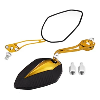 Abbildung von KIMISS Universal Motorrad Rückspiegel Roller Rückansicht Seitenspiegel 8mm 10mm (Golden)