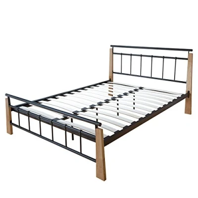 Abbildung von Homestyle4u Metallbett 140/160/180 x 200 Bettgestell Doppelbett Bettrahmen Schwarz, inkl. Lattenrost