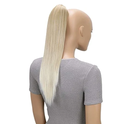 Abbildung von CAISHA 50cm Clip on Zopf Haarteil Pferdeschwanz Haarverlängerung Kunsthaar Glatt Blond Mix H151