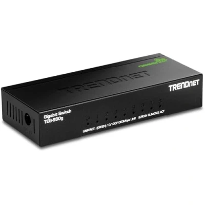 Abbildung von TRENDnet 8 Port Unverwalteter Gigabit GREENnet Desktop Metall Switch, Ethernet Splitter, Lüfterlos, 16Gbps Schaltkapazität, Plug &amp; Play, TEG S80G