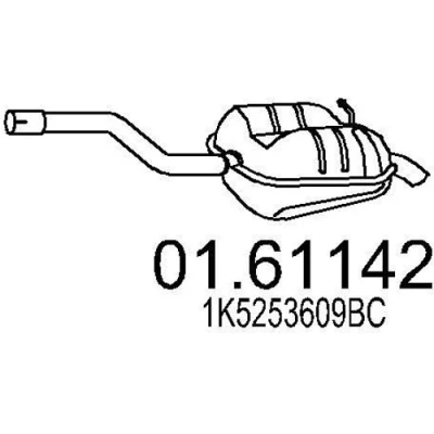 Abbildung von MTS 01.61142 Endschalldämpfer 1000 VOLKSWAGEN: Golf 5 Variant, Jetta 3, 6 Variant