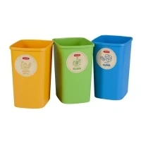 Abbildung von Curver Mülltrennsystem 249841, Eco Friendly 3er Set Mülltrennungssystem 3x9L