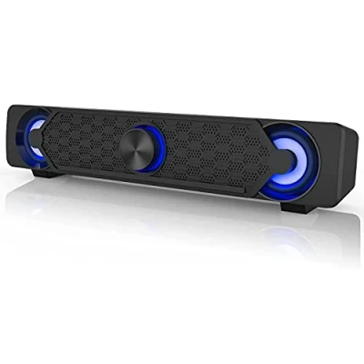 Abbildung von Smalody Soundbar, USB Gaming Lautsprecher mit coolen LED Lichtern, Multimedia Lautsprecher, perfekt für PC Spiele, Computer, Desktop, Laptop