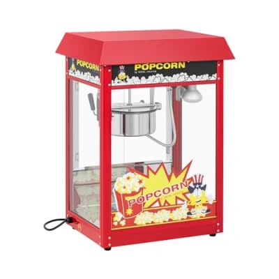 Abbildung von Royal Catering Popcornmaschine im Retro Stil mit Teflonbeschichtung, 1600 W, 5 6 kg/h, rot