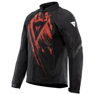 Abbildung von Dainese Air Graphics Tex Jacket, Sommer Motorradjacke, belüftet und leicht, mit weichen Protektoren an Schultern Ellenbogen, Mann, Schwarz/Rot Tarmac, 60
