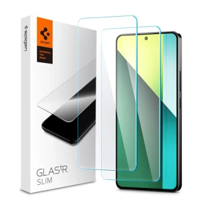 Abbildung von Spigen Glas.tR Slim Schutzfolie kompatibel mit Xiaomi Redmi Note 13 Pro 5G, POCO X6, 2 Stück, Kratzfest, 9H Härte Folie