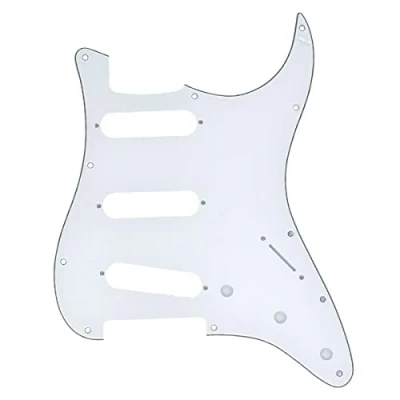 Abbildung von Dopro Schlagbrett für American Fender 62 Strat ST SSS, 11 Loch, Vintage, Gitarren Schlagbrett, mit Schrauben, Stratocaster, Weiß, 3 lagig (WBW)