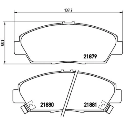 Abbildung von BREMBO P 28 021 Bremsbelagsatz mit akustischer Verschleißwarnung ohne Zubehör HONDA: PRELUDE V, 4, ACCORD 5, ROVER: 600