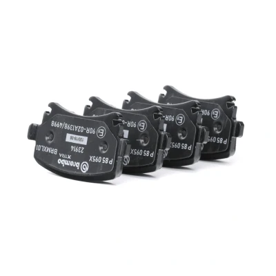 Abbildung von BREMBO P 85 095X Bremsbelagsatz für Verschleißwarnanzeiger vorbereitet mit Bremssattelschrauben Zubehör AUDI: A4 B6/B7 Cabrio, A3 Schrägheck
