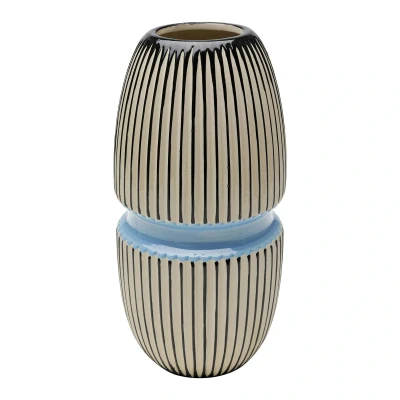 Abbildung von Kare Design Vase Calabria, Blau, Deko Vase, Blumenvase, Porzellan, handgearbeitet, Unikat, 31 cm (H)