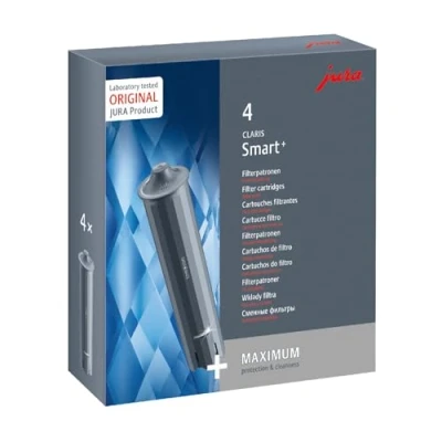 Abbildung von JURA original CLARIS Smart+ Filterpatrone mit automatischer Filtererkennung TÜV zertifizierte Hygiene 4er Pack 25066