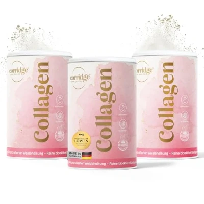 Abbildung von Corridge Premium Collagen Pulver 3x300g Bioaktives Kollagen hydrolysiertes Rinderkollagen Peptide Typ 1 &amp; 3 Weidehaltung Grasfütterung Collagenpulver Geschmacksneutral Leicht Löslich