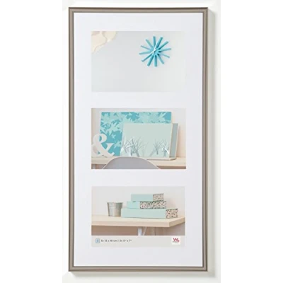 Abbildung von walther design Bilderrahmen stahl 3x 13x18 cm Galerie mit Passepartout, New Lifestyle Kunststoffrahmen KV338D