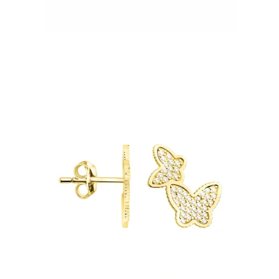 Abbildung von SOFIA MILANI Damen Ohrringe 925 Silber vergoldet/golden &amp; mit Zirkonia Steinen Schmetterling Ohrstecker E2608