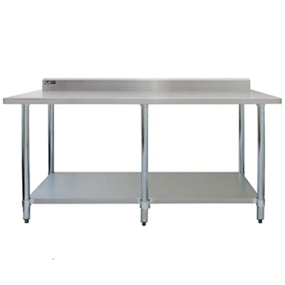 Abbildung von Gastronomie Edelstahltisch Arbeitstisch 210cm Küchentisch Zerlegetisch Edelstahl Lebensmittel Zubereitungstisch Restaurant Küche Aufbewahrungs Ablage 250kg Tragkraft 10cm Rückwand 2 x Mikrofasertücher
